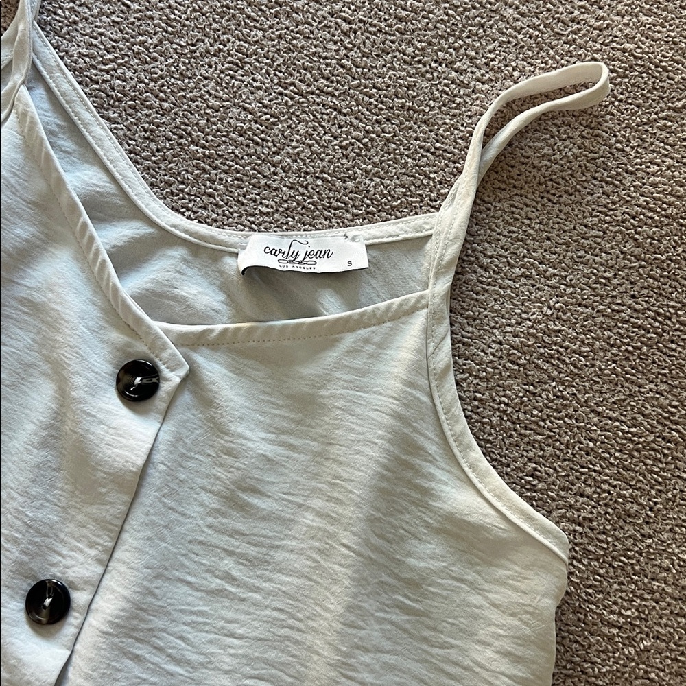 Carly Jean Los Angeles - Women's Creamy White Button-Down Tank Top - Size Small - Picture 2 of 13